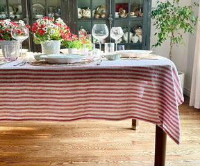 Italian Stripe Linen Rectangle Tablecloth