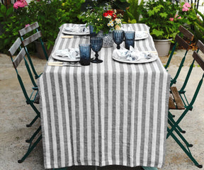 Italian Stripe Linen Rectangle Tablecloth