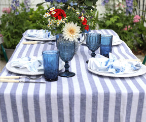 Italian Stripe Linen Rectangle Tablecloth