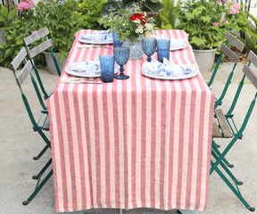 Italian Stripe Linen Rectangle Tablecloth