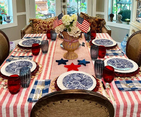 Italian Stripe Linen Rectangle Tablecloth