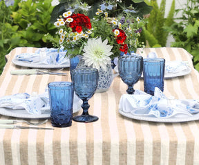 Italian Stripe Linen Rectangle Tablecloth