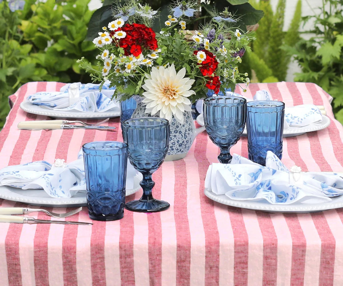 Italian Stripe Linen Rectangle Tablecloth