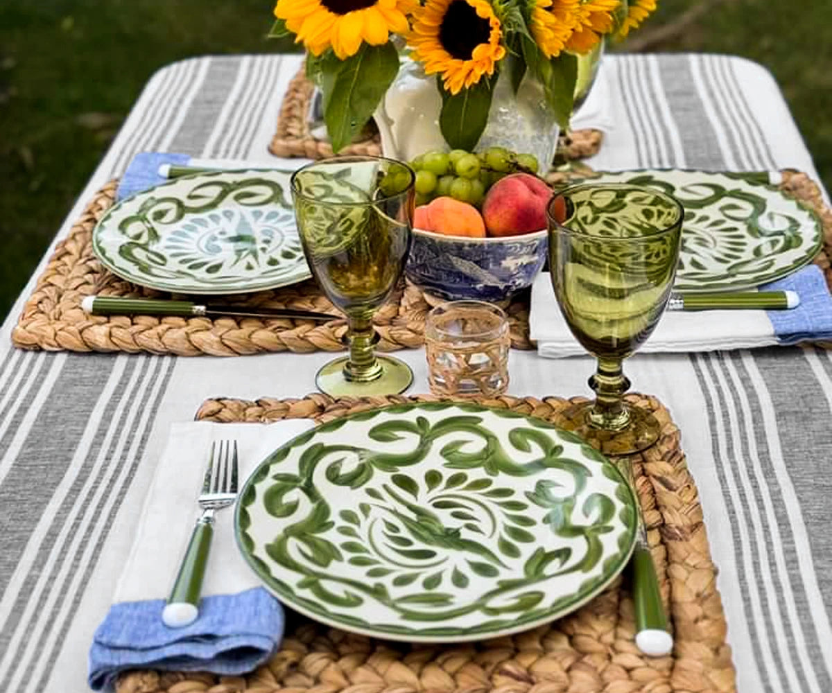 Farmhouse Stripe Linen Rectangle Tablecloth