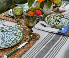 Farmhouse Stripe Linen Rectangle Tablecloth