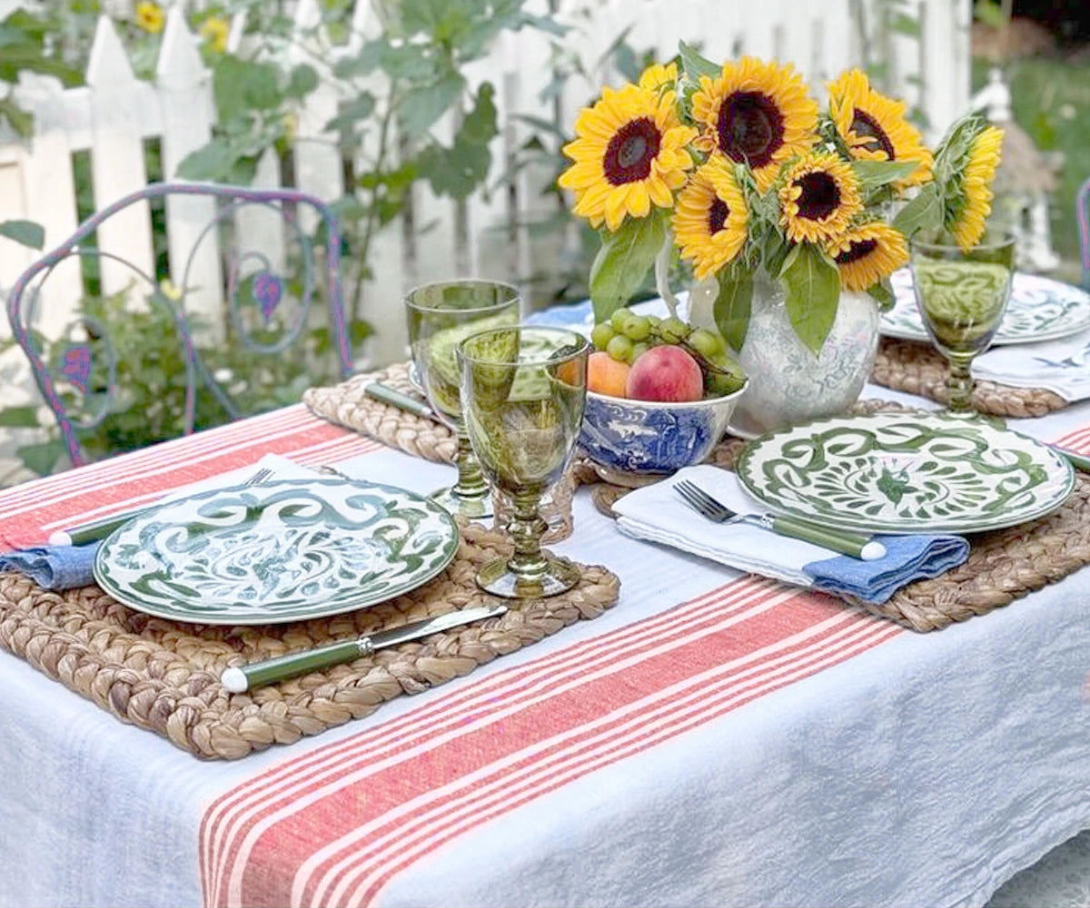 Farmhouse Stripe Linen Rectangle Tablecloth