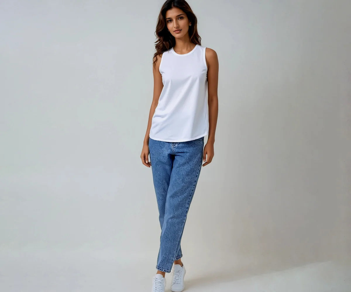 Soft cotton white tank top for everyday comfort