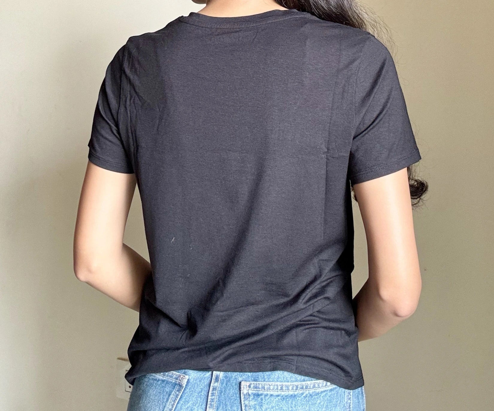 Women's bamboo cotton black T-shirt with a soft feel