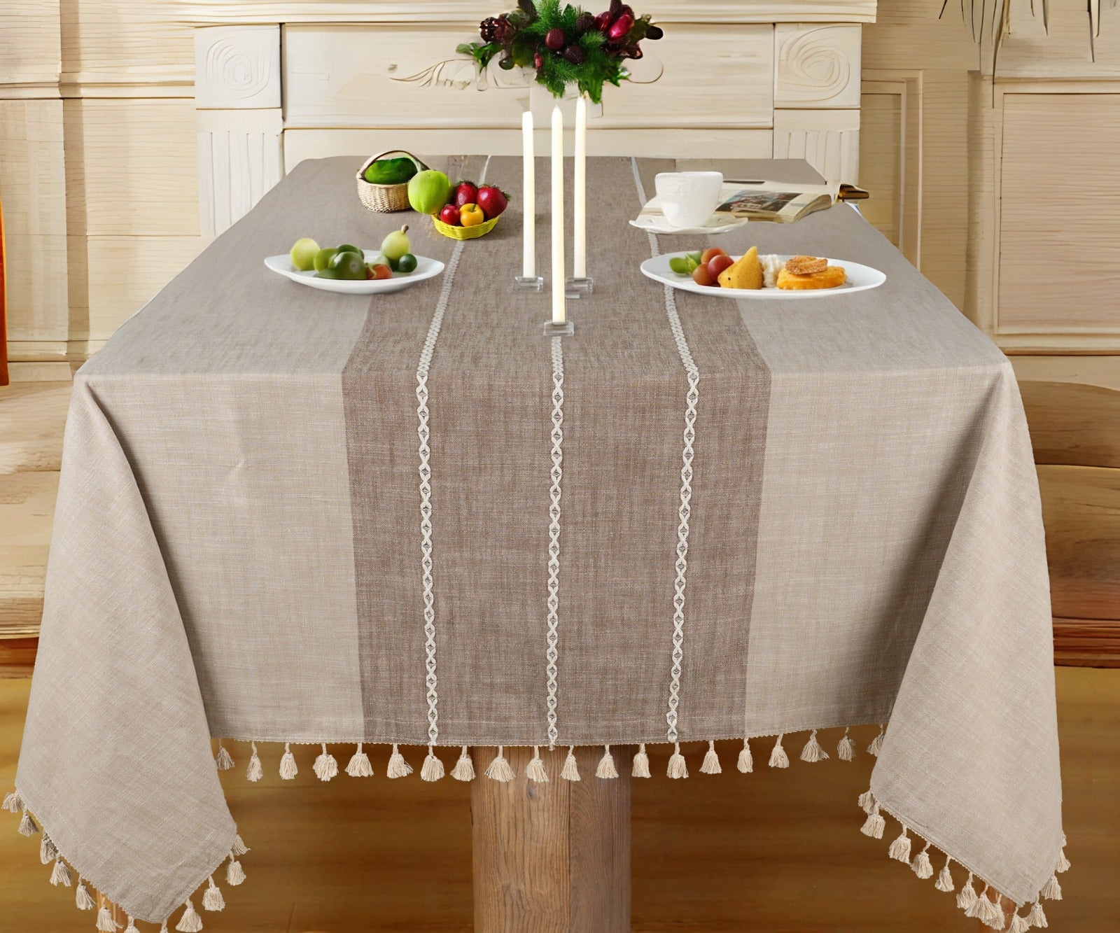 Striped Tablecloth - Tassel Tablecloth