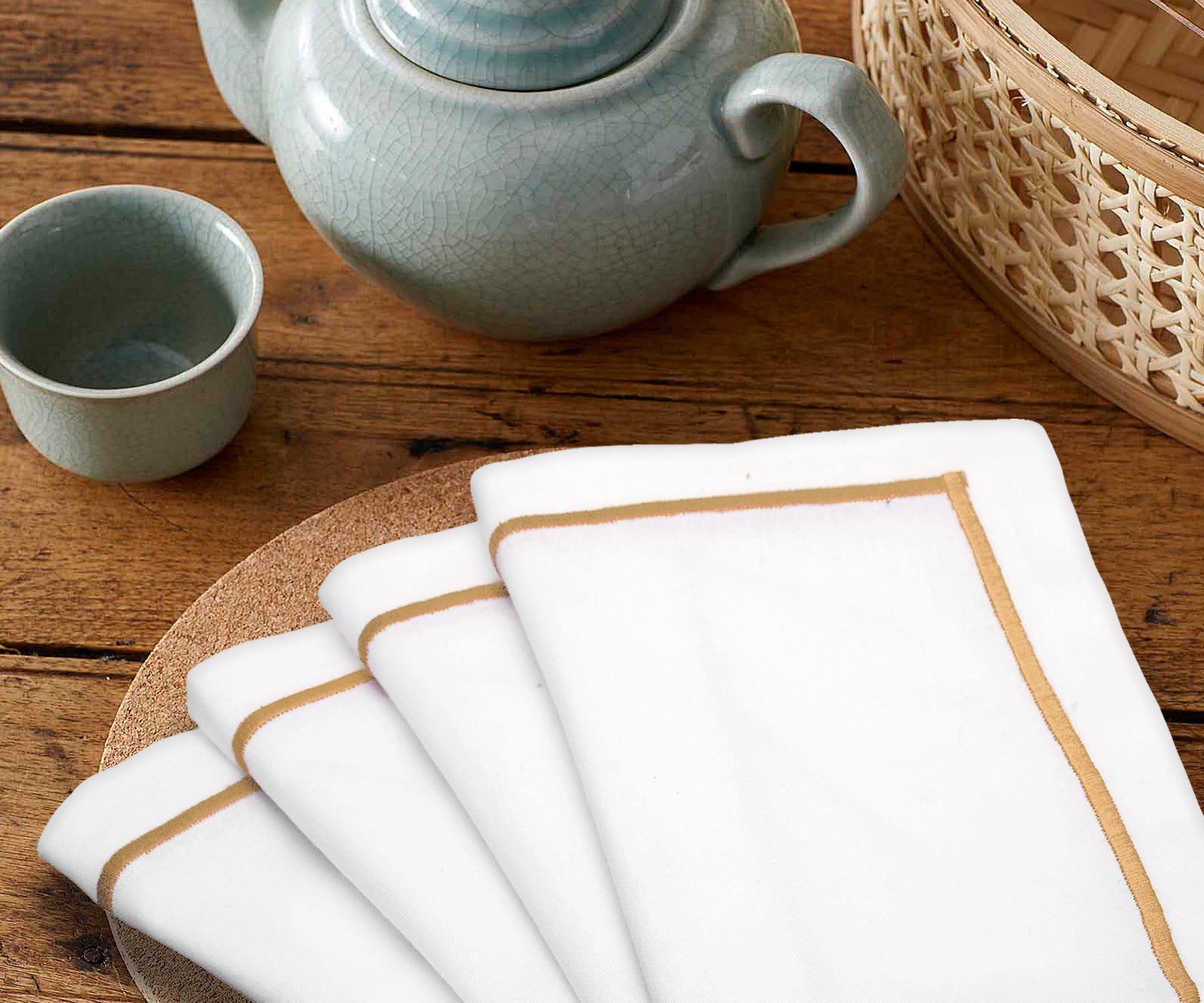 Beige Embroidery Napkins - Line Design