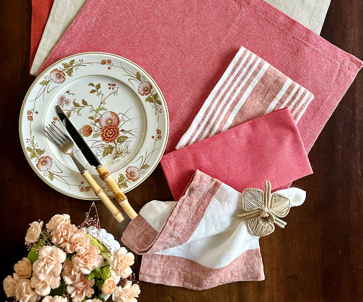 Border Linen Napkins - Set of 4 & 8