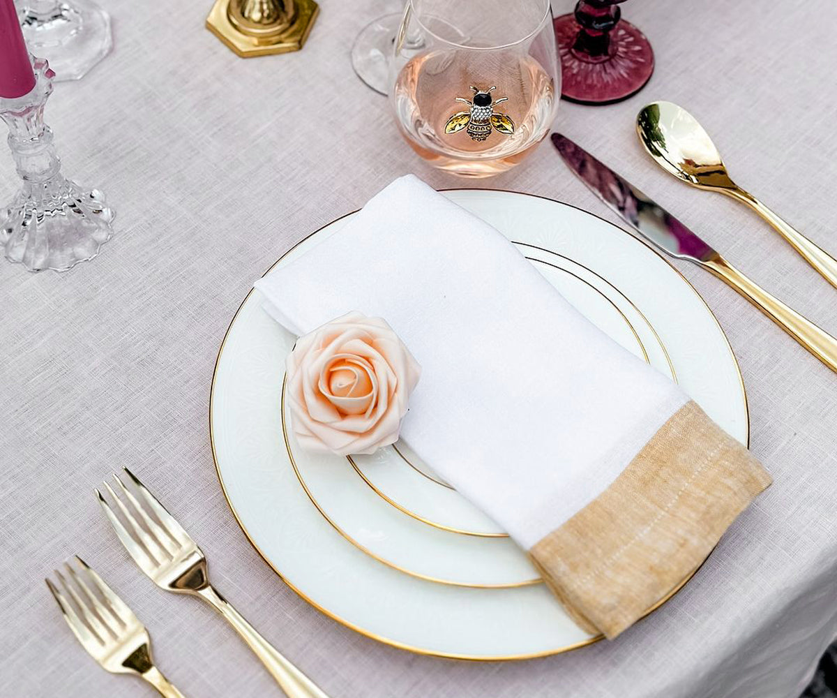 Luxurious linen napkins for elegant dining, Linen napkins with a slightly rumpled, natural look.