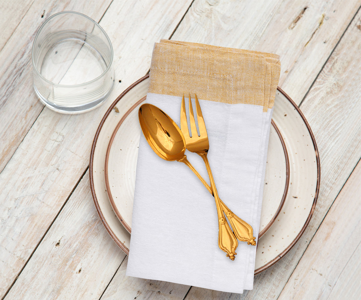 Dress up your table for a dinner party with yellow linen napkins