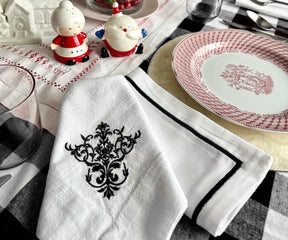 Black Embroidery Napkins - Line Design