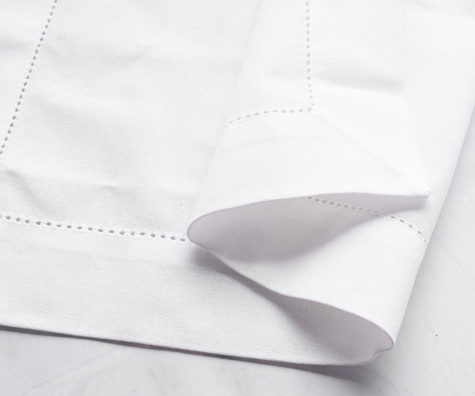 White Hemstitch Cotton Napkins - 12 inch