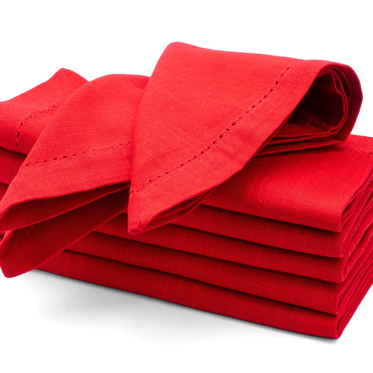 5 Pack Red Striped Satin Linen Napkins, Wrinkle-Free Reusable Wedding