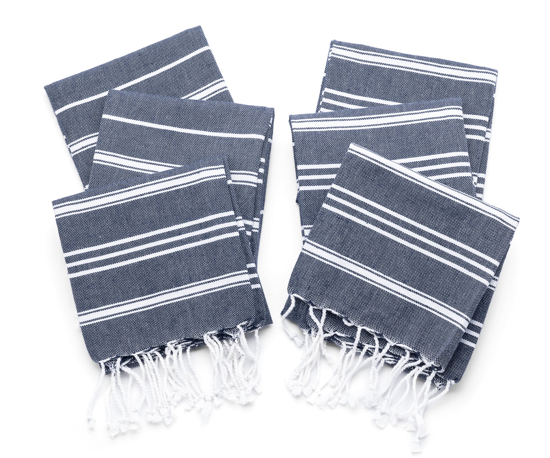 Kitchen Towels, Set of 3, Large Premium Cotton, Modern Blue Stripes, 20x30,  100% Strongly Woven Cotton, Absorbent, Hanging Loop 