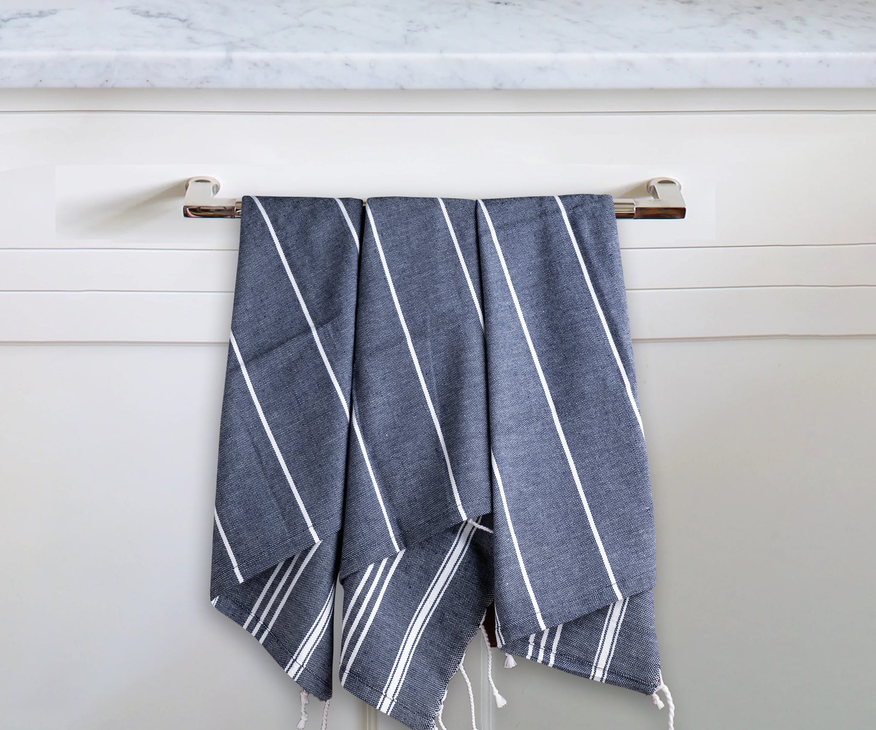 Set of 4 Rockridge Striped Kitchen Towels, Taupe, Neutral, Cotton Sold by at Home
