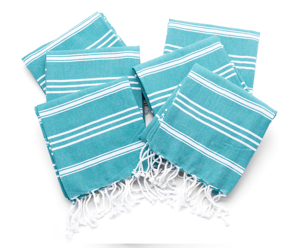 Teal Kitchen Towels Cotton Dish Towels Farmhouse Hand Towels Bulk Absorbent  Tea Towels Striped Linen Kitchen Decor Set of 6, 18x28 