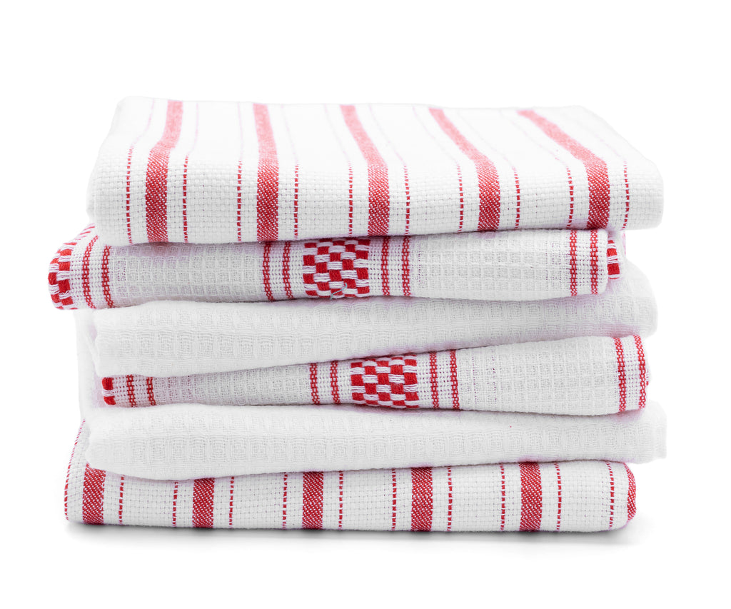 All Cotton and Linen Kitchen Towels - Cotton Dish Towels - Farmhouse Tea Towels - Striped Hand Towels - Christmas Hand Towels - Set of 4 - 18 inch x